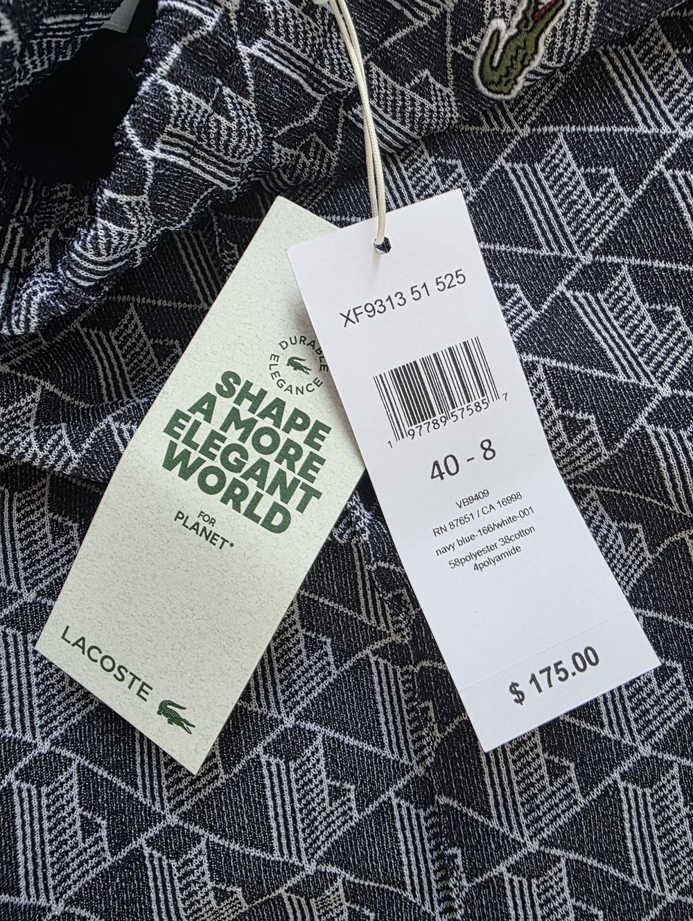 Lacoste Blue Patterned Track Pants with Side Stripes - Picture 9 of 15